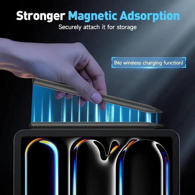 Alt view image 5 of 7 - Stylus Pen for iPad 11/10/9/8/7/6th Gen (2018-2025) Fast Charge Magenetic Pencil with Tilt Sensitivity & Palm Rejection for iPad Air 3/4/5/M2/M3 Mini 5/6/7 Pro 11/12.9/M4/M5 Black