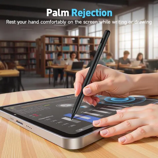 Alt view image 7 of 7 - Stylus Pen for iPad 11/10/9/8/7/6th Gen (2018-2025) Fast Charge Magenetic Pencil with Tilt Sensitivity & Palm Rejection for iPad Air 3/4/5/M2/M3 Mini 5/6/7 Pro 11/12.9/M4/M5 Black