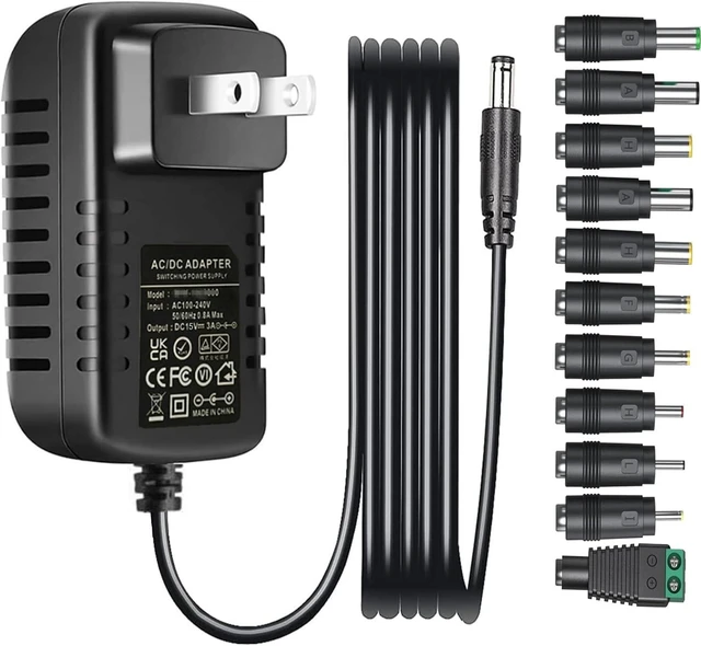 Main image of Universal 15V Power Supply 2A 3A with 11 DC Plug Tips AC to DC15Volt 2.5A 2A 1.5A 1A Switching Power suppply Cord Adapter PSU Transformer for LCD Monitor Vacuum Cleaner Speaker DC15V Electronics