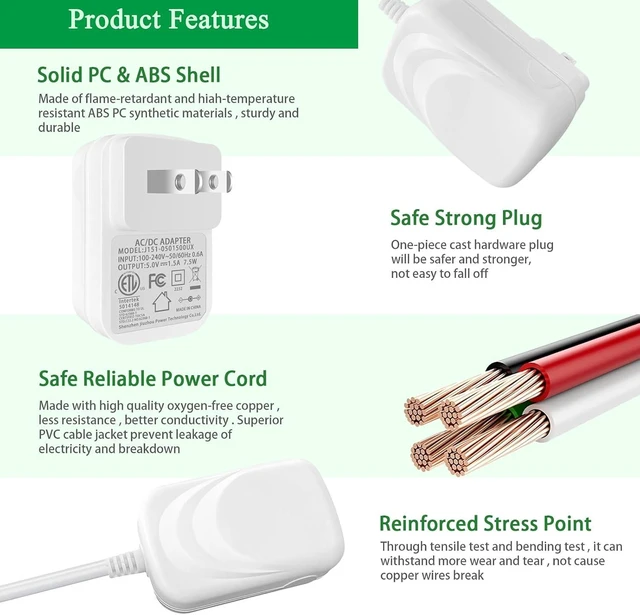 Alt view image 5 of 7 - 5V 1.5A Power Supply DC 5Volt Charger with Type C and Micro USB Ports for 5 Volt Kindle Smartphones Cameras LED Strips Android Tablets etc. AC 100-240V to DC 5V 1.5A 1A 0.5A 7.5W Power Adapter.