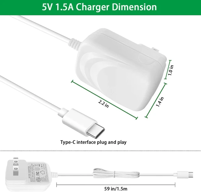 Alt view image 7 of 7 - 5V 1.5A Power Supply DC 5Volt Charger with Type C and Micro USB Ports for 5 Volt Kindle Smartphones Cameras LED Strips Android Tablets etc. AC 100-240V to DC 5V 1.5A 1A 0.5A 7.5W Power Adapter.