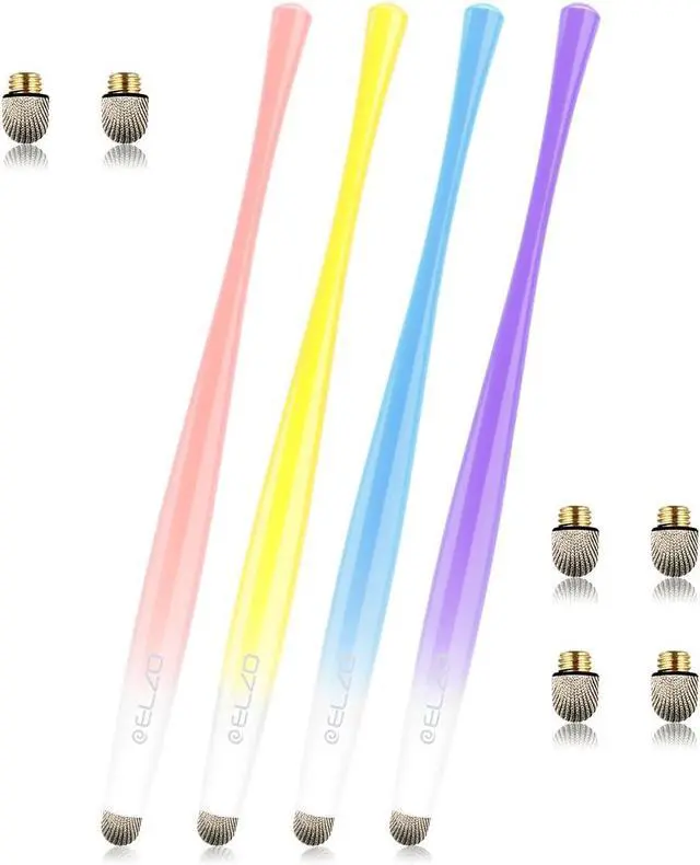 Main image of Capacitive Stylus Pens Premium Metal Slim Combo 4 Pack Tips for All Touch Screens iPad & Android Tablets DELL///Asus/Surface//iPhone/LG (Blue/Purple/Yellow/Pink)