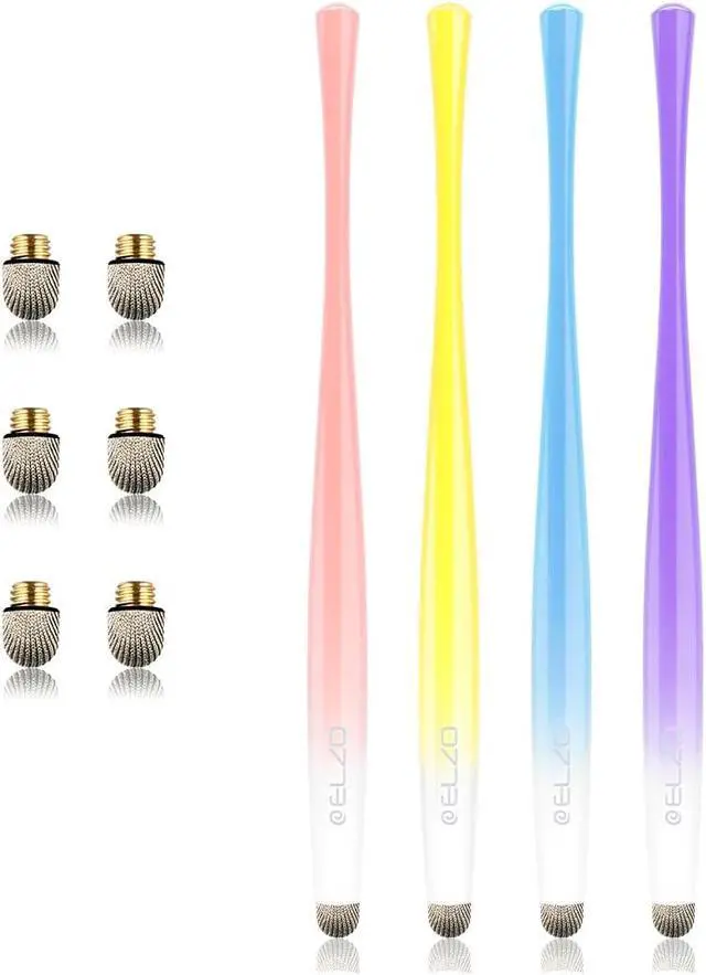 Alt view image 6 of 7 - Capacitive Stylus Pens Premium Metal Slim Combo 4 Pack Tips for All Touch Screens iPad & Android Tablets DELL///Asus/Surface//iPhone/LG (Blue/Purple/Yellow/Pink)