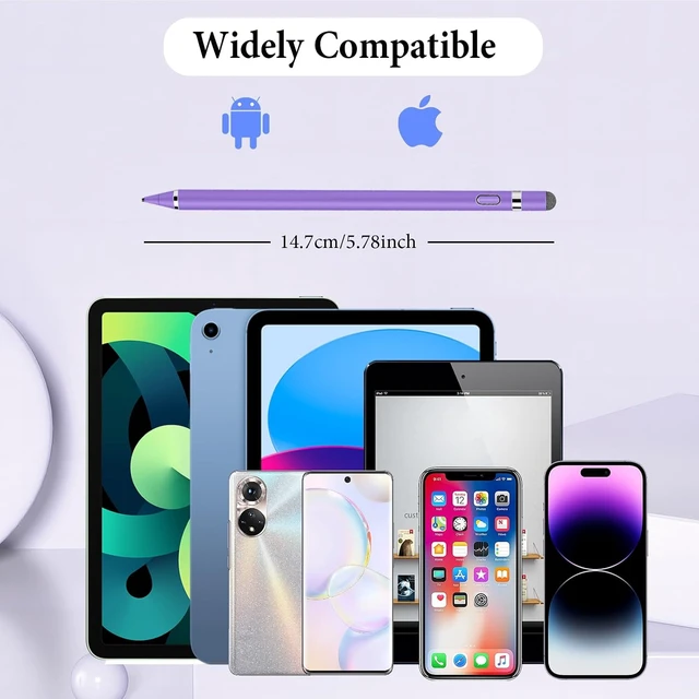 Alt view image 3 of 5 - Stylus Pen for Touchscreen Rechargeable Digital Fine Point Active Tablet Pencil Stylus Pen for iPhone/Android/ iPad Pro/Air/Mini//Cellphone/Tablet Drawing & Writing - Purple