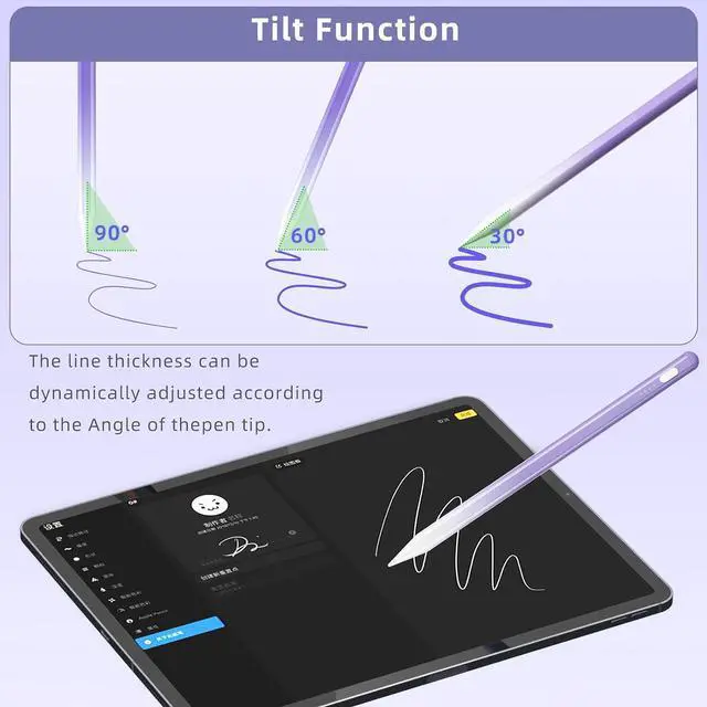 Alt view image 5 of 7 - Stylus Pen for iPad 9th & 10th Generation Battery Indicators Pencil with Palm Rejection Tilt Sensitivity Pen for 2018-2025 iPad 10/9/8/7/6th Pro 12.9/11/13 M4 Mini 5/6 Air 3/4/5/M2