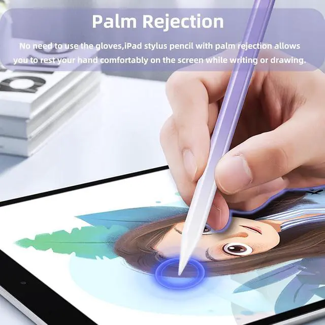 Alt view image 6 of 7 - Stylus Pen for iPad 9th & 10th Generation Battery Indicators Pencil with Palm Rejection Tilt Sensitivity Pen for 2018-2025 iPad 10/9/8/7/6th Pro 12.9/11/13 M4 Mini 5/6 Air 3/4/5/M2