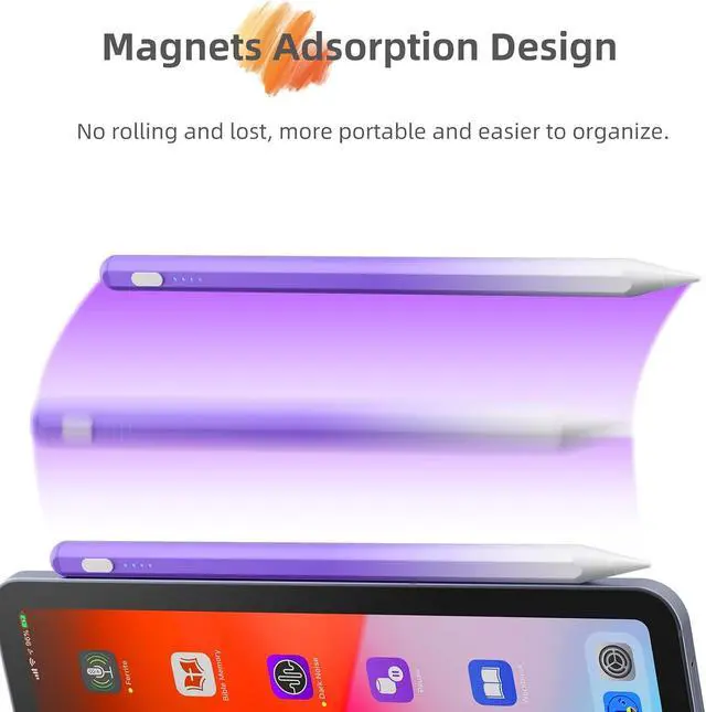 Alt view image 7 of 7 - Stylus Pen for iPad 9th & 10th Generation Battery Indicators Pencil with Palm Rejection Tilt Sensitivity Pen for 2018-2025 iPad 10/9/8/7/6th Pro 12.9/11/13 M4 Mini 5/6 Air 3/4/5/M2