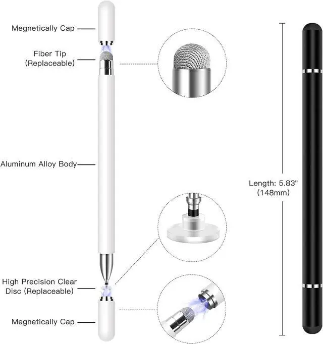 Alt view image 2 of 7 - Stylus Pen for Galaxy Tab A11+/A11/A9+/A9/A8+/A8 Universal Android Pen Compatible with iOS/Microsoft/Android Tablet and Phones All Touch Devices (Black)