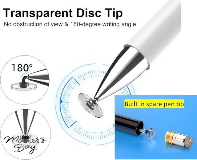 Alt view image 6 of 7 - Stylus Pen for Galaxy Tab A11+/A11/A9+/A9/A8+/A8 Universal Android Pen Compatible with iOS/Microsoft/Android Tablet and Phones All Touch Devices (Black)