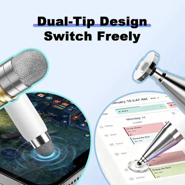 Alt view image 7 of 7 - Stylus Pen and Mount Compatible with Skylight 15/27 inch Calendar/Nintendo Switch 2/Phone/Tablet | Dual Tip with Mesh and Disc Tips | Magnetic Suction Pen Cap