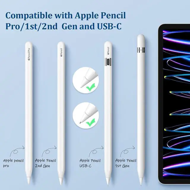 Alt view image 2 of 7 - Replacement Tips for Pencil Pro/2nd Gen/1st Gen/USB-C No Wear Out Metal Nibs Precise Control 0.78mm Longer Tips for iPad Pencil Accessories-(4 Pack)