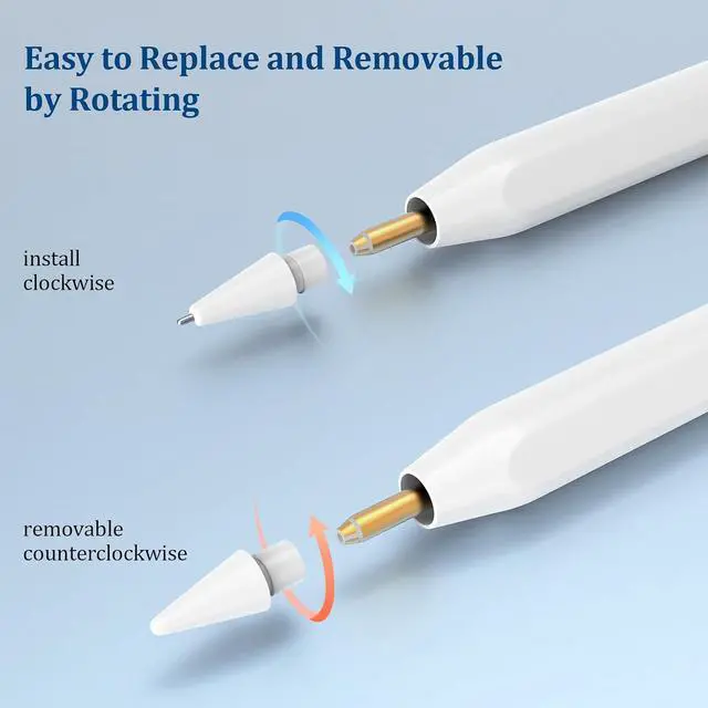 Alt view image 3 of 7 - Replacement Tips for Pencil Pro/2nd Gen/1st Gen/USB-C No Wear Out Metal Nibs Precise Control 0.78mm Longer Tips for iPad Pencil Accessories-(4 Pack)