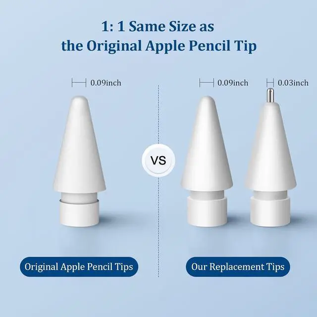 Alt view image 4 of 7 - Replacement Tips for Pencil Pro/2nd Gen/1st Gen/USB-C No Wear Out Metal Nibs Precise Control 0.78mm Longer Tips for iPad Pencil Accessories-(4 Pack)