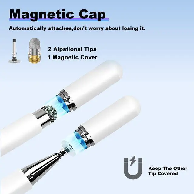 Alt view image 4 of 7 - Stylus Pen and Mount Compatible with Skylight 15/27 inch Calendar/Nintendo Switch 2/Phone/Tablet | Dual Tip with Mesh and Disc Tips | Magnetic Suction Pen Cap