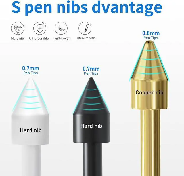 Alt view image 3 of 7 - 13 PCS Copper Metal Tips/Nibs Replacement for Galaxy S10/S9/S8/S7/S6 Note S22/S23/S24 Ultra S Pen Pencil Tips fits for Remarkable 2 EMR Pen/Kindle Scribe Pen (3 PCS Copper+10 PCS Set)