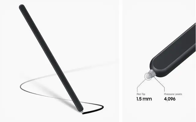 Alt view image 2 of 6 - Z Fold 6/Fold 5 Slim S Pen Fold Edition 4096 Pressure Levels Compatible with Galaxy Z Fold 6/5 Phones Only Fold 5 Pen Slim 1.5mm Pen Tip with 3*Tips (Black)