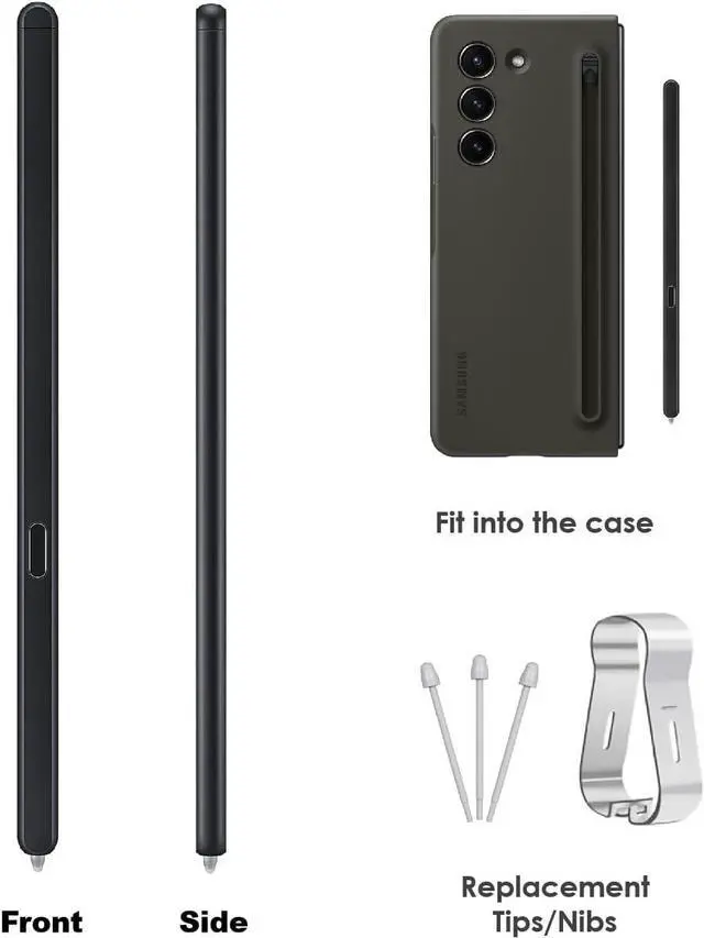 Alt view image 4 of 6 - Z Fold 6/Fold 5 Slim S Pen Fold Edition 4096 Pressure Levels Compatible with Galaxy Z Fold 6/5 Phones Only Fold 5 Pen Slim 1.5mm Pen Tip with 3*Tips (Black)