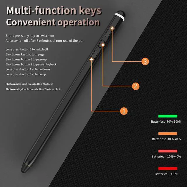 Alt view image 4 of 7 - Fold 7 S Pen -Bluetooth for Galaxy Z Fold 7 Fold 6 Edition Pen Active Capacitive Smart Pen with Remote Camera Shutter Multi-Function Stylus (Black)