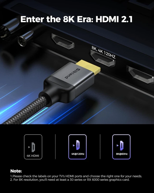 Alt view image 6 of 6 - Certified HDMI 2.1 Cable 2-Pack 6.6FT 48Gbps 10K HDR Braided Cord