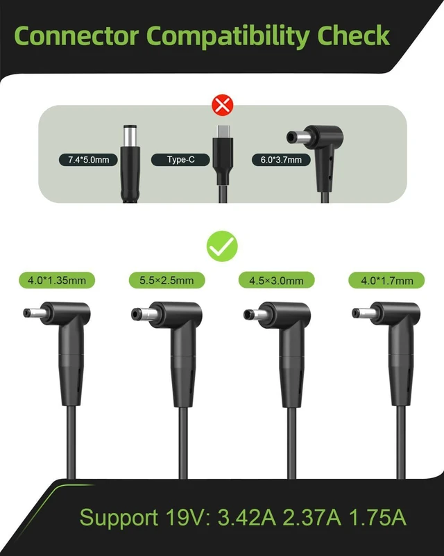 Alt view image 2 of 7 - Charger Fit for Asus Laptop with Round Port - for Vivobook, Zenbook & More Replacement, 65W/45W/33W, LED Indicator, 7.5Ft Power Cable