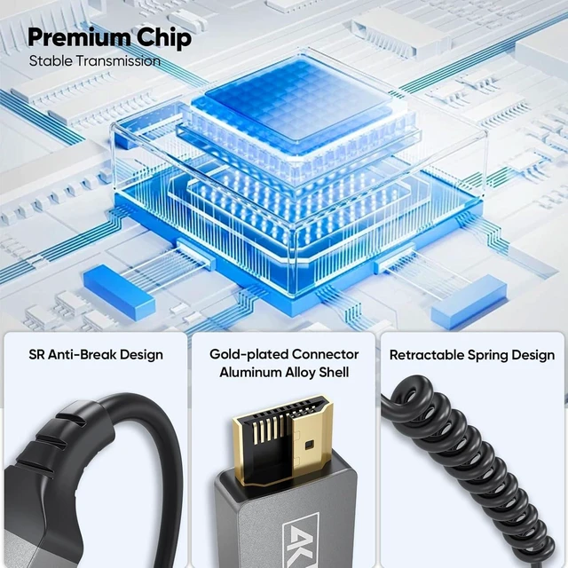 Alt view image 6 of 7 - 4K USB C to HDMI Coiled Cable 1FT-3FT, USBC Type C to HDMI Cable