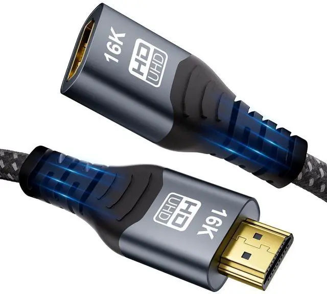 Main image of High Speed HDMI 2.2 Cable Adapter, HDMI Male to Female Extension Cable 1.6FT, 16K@60Hz 8K@120Hz 4K@240Hz 96Gbps HDR, Compatible with PS5/4 TV Monitor Laptop Gaming Console & Projector
