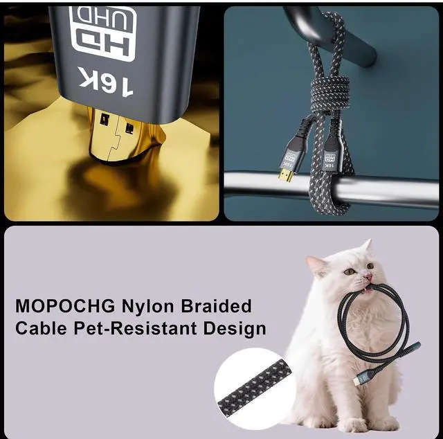Alt view image 7 of 7 - High Speed HDMI 2.2 Cable Adapter, HDMI Male to Female Extension Cable 1.6FT, 16K@60Hz 8K@120Hz 4K@240Hz 96Gbps HDR, Compatible with PS5/4 TV Monitor Laptop Gaming Console & Projector