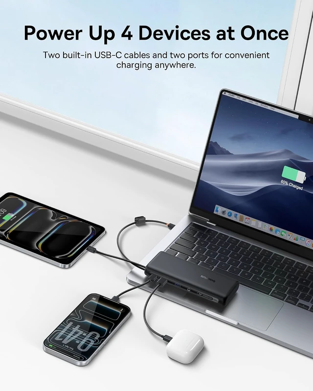 Alt view image 5 of 7 - Portable Charger with Built in Cable 100W Laptop Power Bank 20000mAh Travel Essential Fast Charging USB C Battery Pack for MacBook iPhone 18/17/16 Series Galaxy S25/24 TSA-Approved