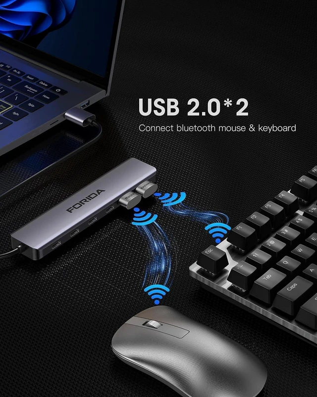 Alt view image 6 of 7 - FORIDA USB 3.0 Hub to USBA, 7 in 1 USB Splitter with Ultra-Slim 4 USB C Multiport Expander Adapter for Laptop Desktop and More Type-C Multiple Devices (Gray)