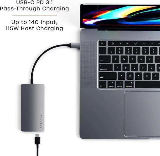 Alt view image 4 of 6 - 8 in 1 USB C Hub Multiport Adapter V2 4K HDMI 115W USB C PD Charging 3 USB-A Ethernet Micro/SD Card Readers for Laptop MacBook Air/Pro/Neo iPad Air/Pro Windows - Space Gray