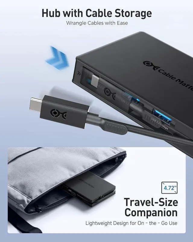 Alt view image 6 of 7 - 8-in-1 USB C Hub Multiport Adapter with Dual 4K@60Hz HDMI 140W PD Charging Gigabit Ethernet 10Gbps Data Transfer: 2X USB-C & 1x USBA 3.2 Ports (Support ONE External Display on MacOS)