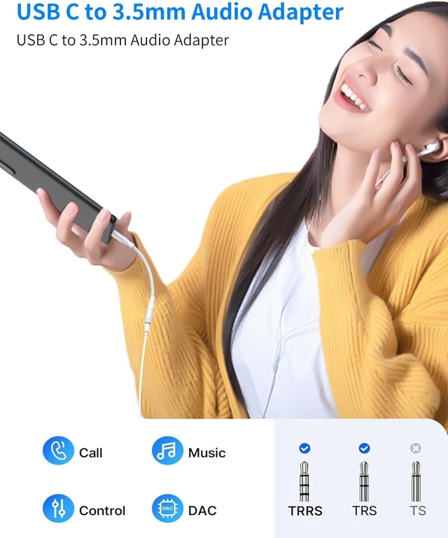 Alt view image 7 of 7 - USB Type C to 3.5mm Headphone Jack Adapter(2 Park) Transparent USB C to Audio AUX Cable Dongle Cord Compatible with iPhone 15/16 pro max Pixel 4 3 2 XL Galaxy Ultra + Note 20 S and More