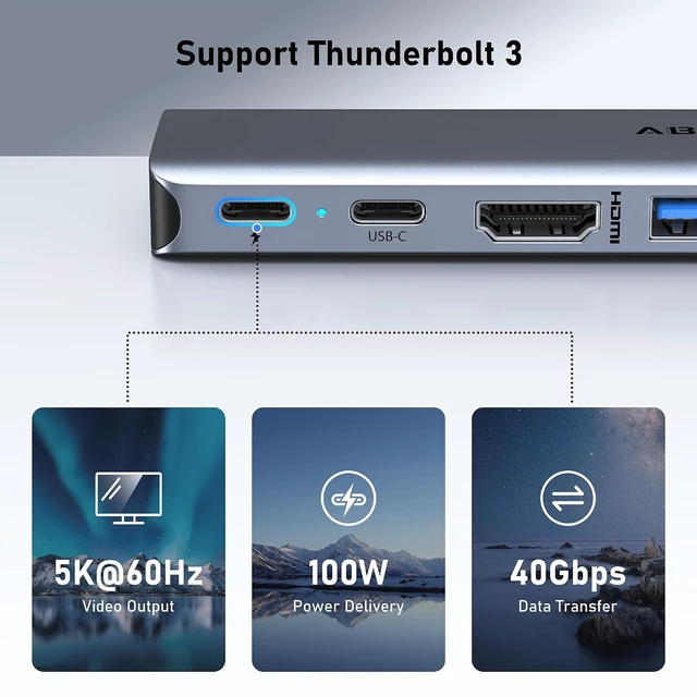 Alt view image 6 of 7 - USB C Hub Adapter for MacBook Pro/Air M4 M3 M2 M1, 8-in-2 Mac USB Adapter Multiport, MacBook Accessories with Thunderbot 3, HDMI 4K@30Hz, USB-C/3 USB-A, SD/Micro SD Card Reader
