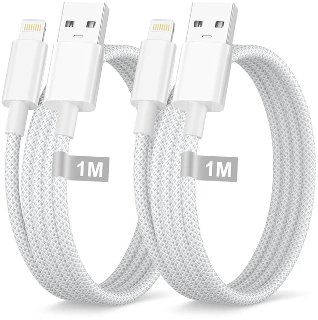 Main image of USB to Lightning Cable 3ft 2pack MFi Certified iPhone Charger Cord Lead Nylon Braided Car Fast Charging Lightning Cable Charging Cord for iPhone 14 13 12 11 Pro Max XS X 8 7Plus 6 SE iPad