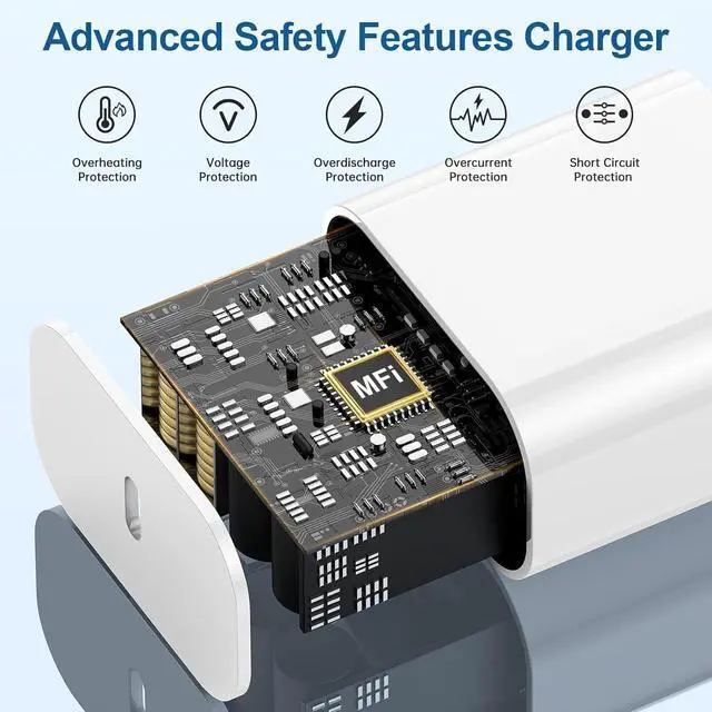 Alt view image 3 of 7 - iPhone 17 16 15 Charger/10ft Type C to C Charging Cable Cord Long USB C Fast Charging Block Plug for iPhone 17 Pro Max/17 Air/16 Pro/15 Plus/AirPods/iPad/mini Plug Cube Birck Box Power Adapter