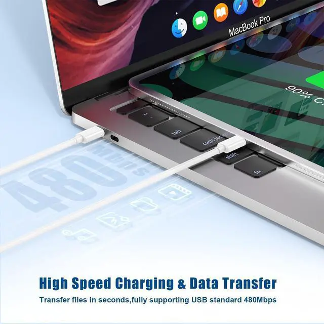 Alt view image 5 of 7 - iPhone 17 16 15 Charger/10ft Type C to C Charging Cable Cord Long USB C Fast Charging Block Plug for iPhone 17 Pro Max/17 Air/16 Pro/15 Plus/AirPods/iPad/mini Plug Cube Birck Box Power Adapter