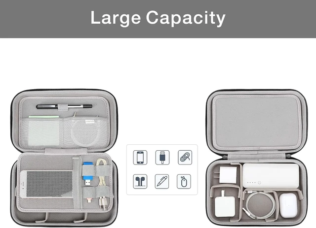 Alt view image 2 of 6 - MOSISO Electronic Organizer Travel Case Compatible with MacBook Power Adapter, Compatible with Magic Mouse & Pencil, SD Card, USB Flash Disk with 4 Modular Insert & 2 Cable Tie & Snap Hook, Black
