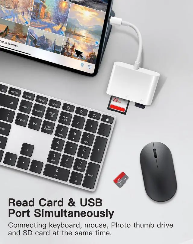 Alt view image 5 of 5 - USB-C 3-in-1 SD Card Reader with SD Micro SD Card Slots and USB Port High-Speed Data Transfer