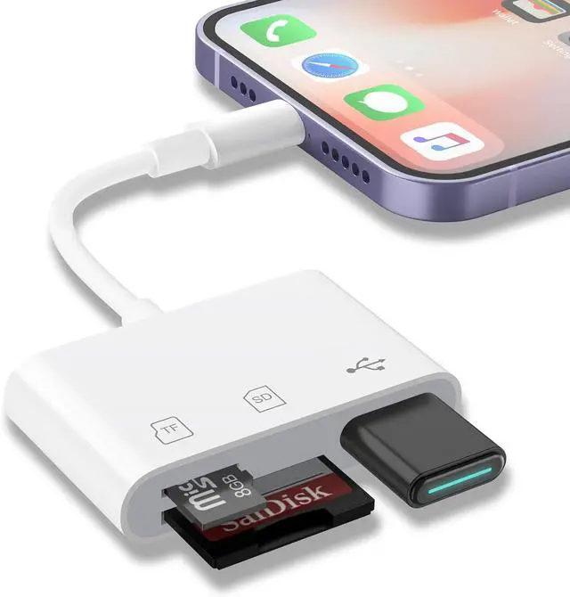 Alt view image 7 of 7 - USB C SD Card Reader 2.0 Memory Card Reader for iPone 17/16/15 Pro Max Plus 3 in 1 USB C Adapter for Galaxy S25/S24/S23 Android Camera PC Laptop