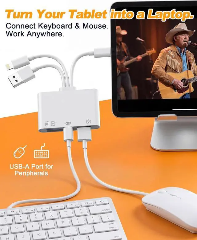 Alt view image 7 of 7 - Flash Drive Adapter & SD/TF Card Reader for iPhone - 4-in-1 OTG Adapter with SD/TF Slots & USB-A/USB-C Flash Drive Port to Transfer Photos to Phone Triple USB-C/Lightning/USB-A for iPhone/iPad/Mac/PC