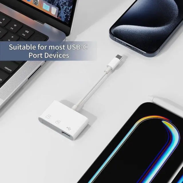 Alt view image 6 of 7 - USB C SD Card Reader 2.0 Memory Card Reader for iPone 17/16/15 Pro Max Plus 3 in 1 USB C Adapter for Galaxy S25/S24/S23 Android Camera PC Laptop