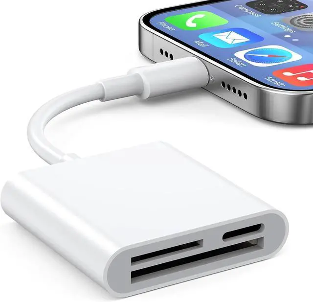 Main image of SD Card Reader for iPhone iPad Trail Game Camera SD Card Viewer with Dual Slot Simultaneous Charging and Card Reading Micro Adapter Photography Memory Card Adapter Plug and Play