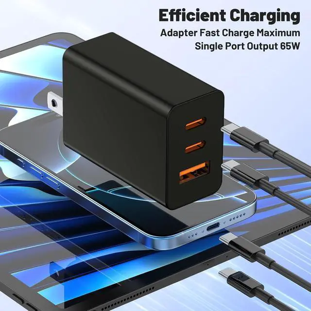 Alt view image 4 of 7 - USB C Charger Block 65W GaN Super Fast Charging Station Hub USB C Cube Plug 100W Type C Power Adapter Brick Box for MacBook Pro/Air iPad iPhone 17 16 15 Pro Max Galaxy S26+ S25 S24 Ultra
