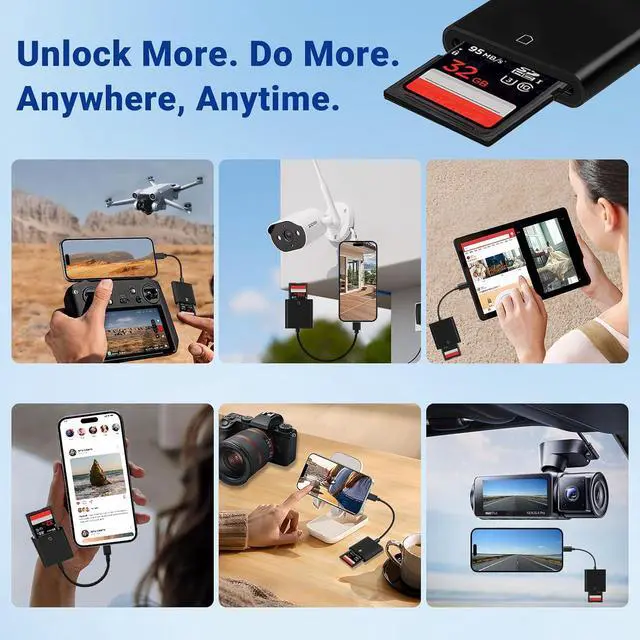 Alt view image 4 of 7 - USB C SD Memory Card Reader Type C Camera Adapter Trail Viewer for iPhone 17/ iPhone 16/15/ iPad MacBook/Air/Pro iMac/ Galaxy Android (Black)