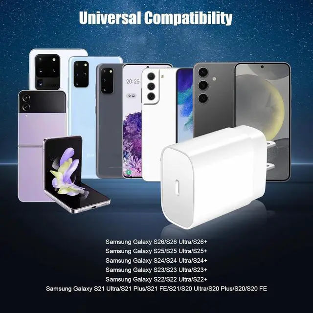 Alt view image 3 of 7 - Super Fast Charger 25W USB C Android Phone Charger Block 2Pack 10FT Long Charger Fast Charging Cord Type C Wall Chargers for Galaxy S26 Ultra/S26+/S25 Ultra/S24+/S23/S22/S21/S20