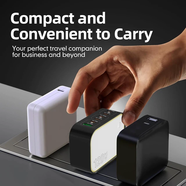 Alt view image 6 of 7 - 120W GaN USB C Charger 6-Port Fast Charging Block with Night Light PD 100W Wall Charger for MacBook Pro/Air iPhone 17/16/15 Series iPad Laptop - Ultra-Compact Travel Charger for Home and Office