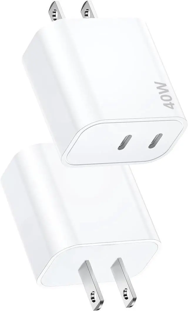 Main image of USB C Charging Block Fast Charger 2Pack 40W Dual Port Fast USB C Wall Charger Block Type C Charging Plug Power Adapter Compatible with iPhone 17 Pro Max/Air/17e/16e/16 Plus/15/14/13/12/11/XS/XR/X iPad