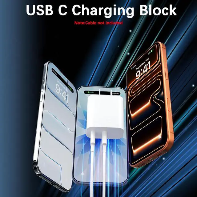 Alt view image 6 of 7 - USB C Charging Block Fast Charger 2Pack 40W Dual Port Fast USB C Wall Charger Block Type C Charging Plug Power Adapter Compatible with iPhone 17 Pro Max/Air/17e/16e/16 Plus/15/14/13/12/11/XS/XR/X iPad