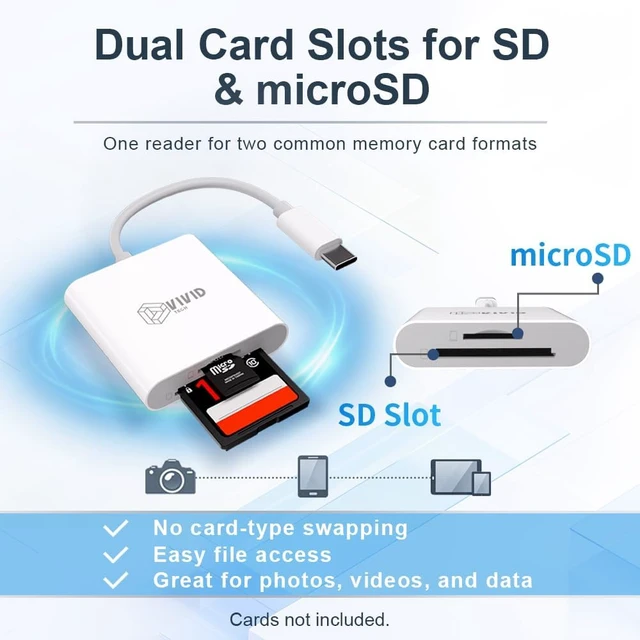 Alt view image 6 of 7 - USB-C SD Card Reader USB 3.0 High-Speed Dual-Slot Adapter