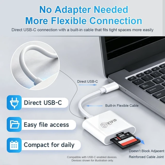 Alt view image 7 of 7 - USB-C SD Card Reader USB 3.0 High-Speed Dual-Slot Adapter